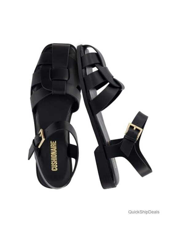 Shoes - Faux Leather Fisherman Sandals with Adjustable Ankle Strap